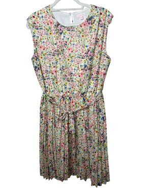 LoveWednesday XL Floral Pleated Dress Cottagecore Garden Party Romantic